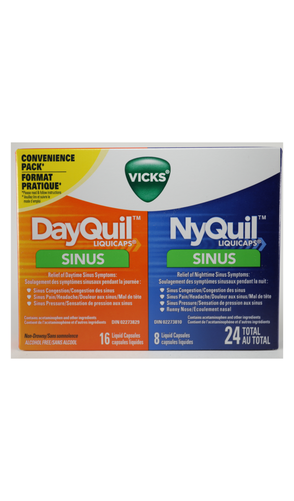 Vick's Dayquil/Nyquil, Sinus, 24 Capsules - Green Valley Pharmacy Ottawa Canada