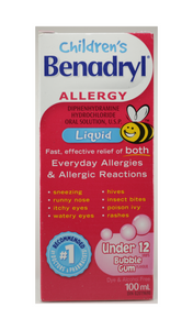 Benadryl Allergy, Bubblegum Flavor, 100 mL - Green Valley Pharmacy Ottawa Canada