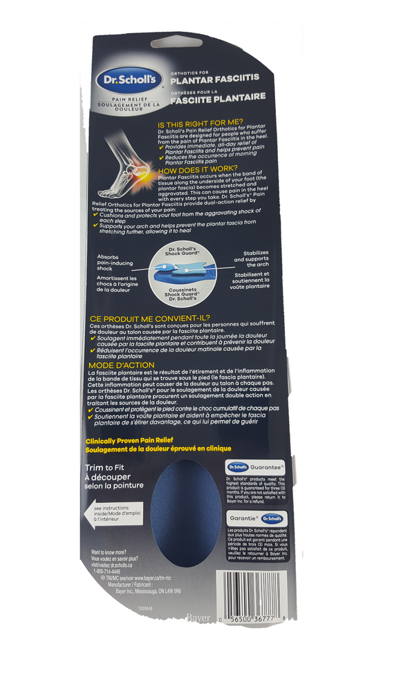 Dr. Scholl's Plantar Fasciitis Insoles for Men - Green Valley Pharmacy Ottawa Canada