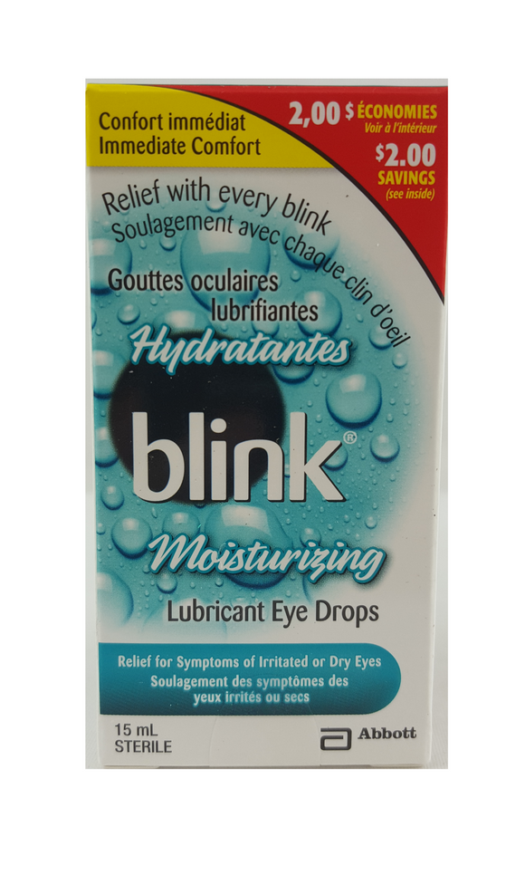 Blink Moisturizing Eye Drops, 15 mL - Green Valley Pharmacy Ottawa Canada