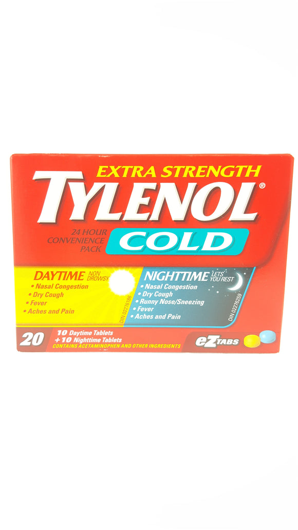 Tylenol Cold Extra Strength, 20 Day/Night Caplets - Green Valley Pharmacy Ottawa Canada