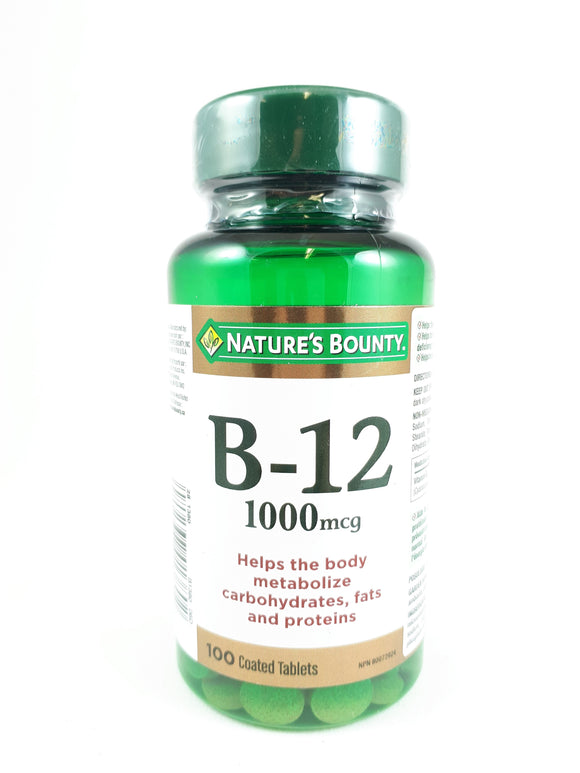 Nature's Bounty Vitamin B12 1000mcg, 100 Coated Tablets - Green Valley Pharmacy Ottawa Canada